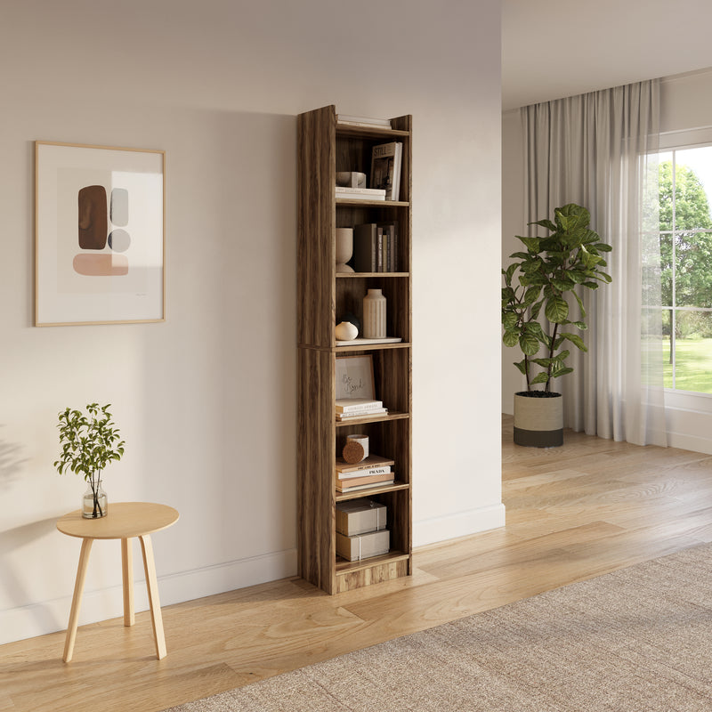 FURLAY HexaShelf – 6-Tier Bookshelf & Storage Rack, Desert Sand, 180 x 33 x 24 cm, DIY Organizer