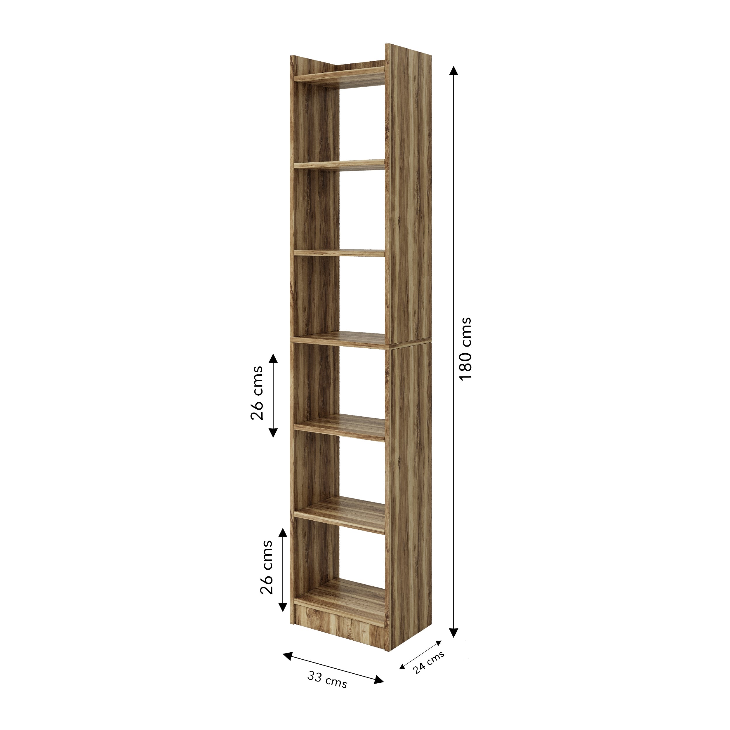 FURLAY HexaShelf – 6-Tier Bookshelf & Storage Rack, Desert Sand, 180 x 33 x 24 cm, DIY Organizer