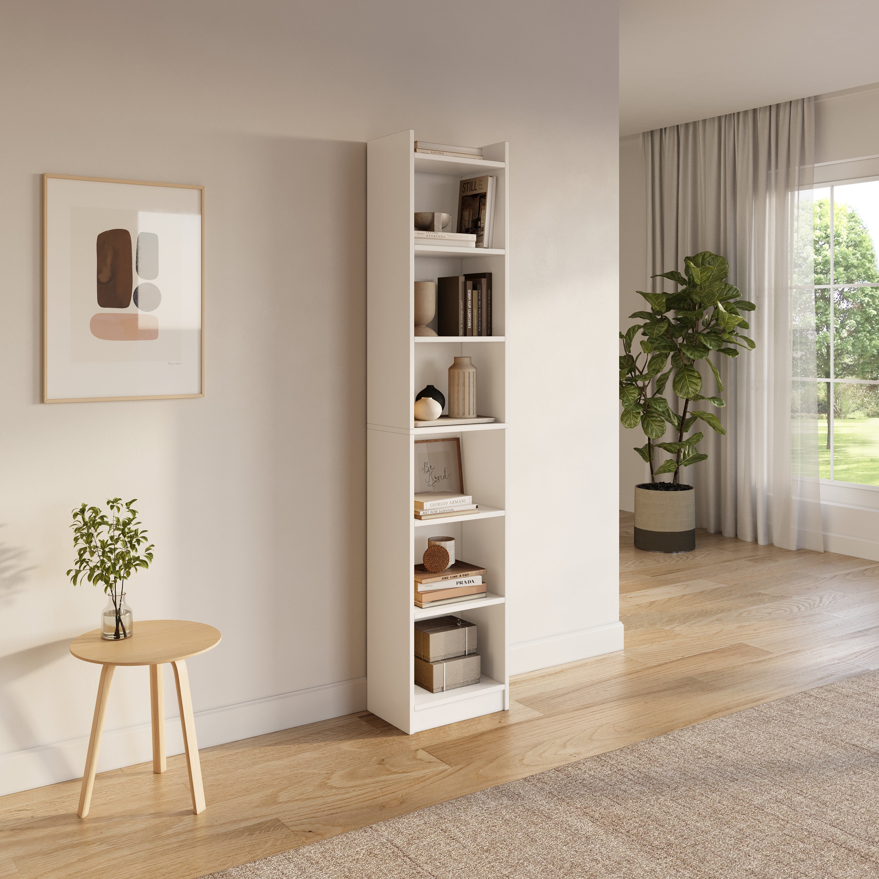 Furlay HexaShelf 6 Tier Bookshelf & Storage Rack (White)