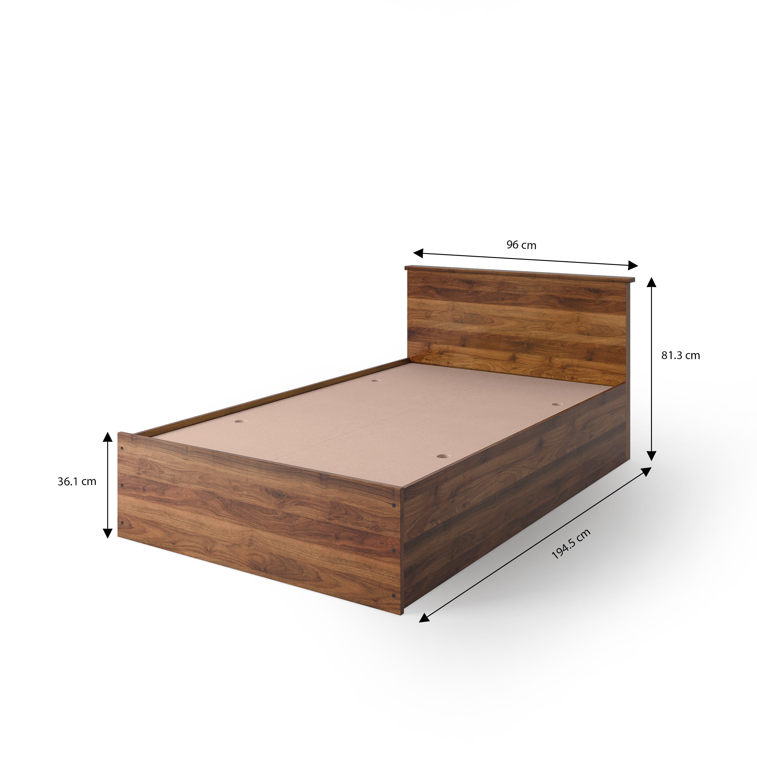 FURLAY Taurus Single Bed with Storage – Columbian Walnut, 78 x 36 inches
