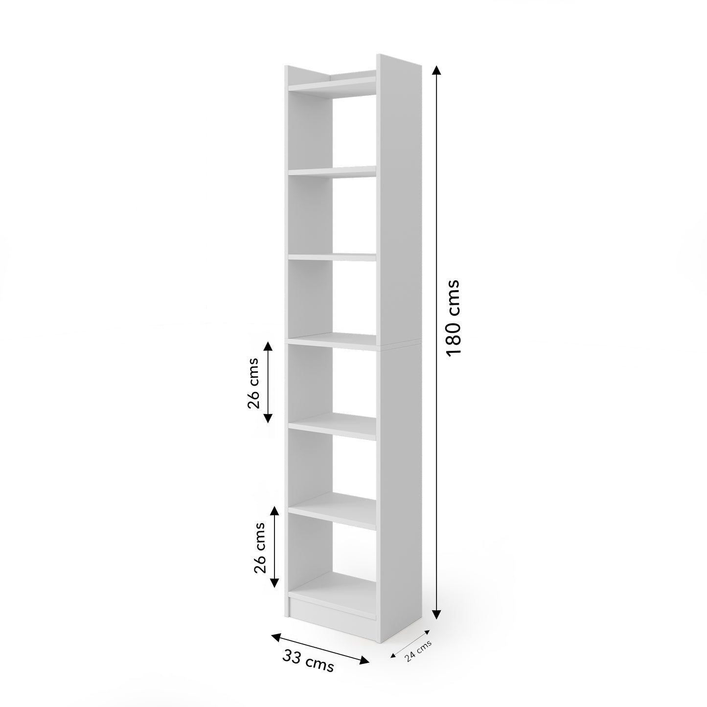 FURLAY HexaShelf: 6-Layer Engineered Wood Bookshelf & Storage Rack - Multipurpose DIY Home Decor Organizer for Living Room, Kitchen, Bedroom, Office (BS-W001/White, 180 x 33 x 24 cm)