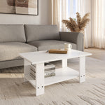 FURLAY Woodland Engineered Wood Coffee Table with Bottom Shelf – 90 x 55 x 40 cm (001, White)