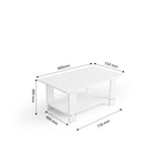 FURLAY Woodland Engineered Wood Coffee Table with Bottom Shelf – 90 x 55 x 40 cm (001, White)