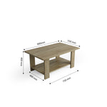 FURLAY Woodland Engineered Wood Coffee Table with Bottom Shelf – 90 x 55 x 40 cm (001, Classic Oak)