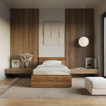 Furlay Bed | Single (78 x 36 inches) Engineered Wood Bed with Storage | 1-Year Warranty | Taurus - Columbian Walnut