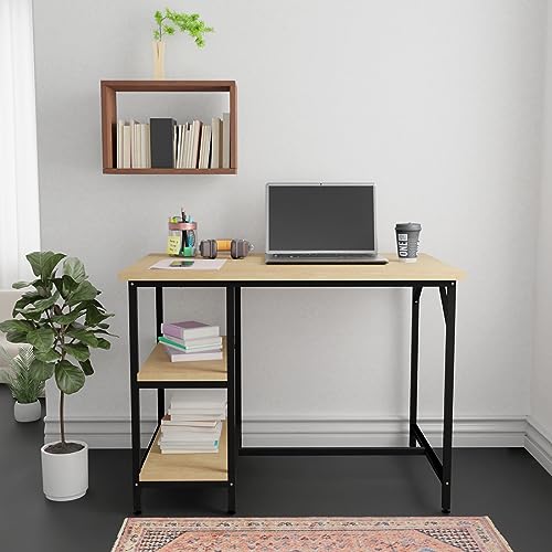 FURLAY Study Table with Two Shelf, Beige Color